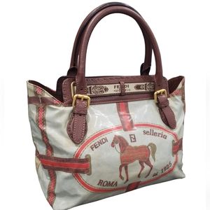 Fendi Selleria Grand Villa Borghese Tote Horse Distressed Blue